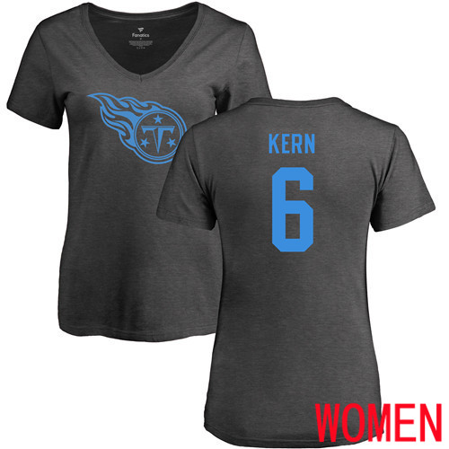 Tennessee Titans Ash Women Brett Kern One Color NFL Football #6 T Shirt->tennessee titans->NFL Jersey